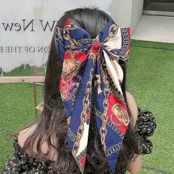 Accesoriu pentru decor par cu Fundita din satin si clema metalica TRD041LL Blue cu model XXL